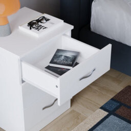 Lassic Vida Designs Riano White 3 Drawer Bedside Chest (H)560mm (W)400mm (D)360mm - thumbnail 6