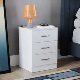 Lassic Vida Designs Riano White 3 Drawer Bedside Chest (H)560mm (W)400mm (D)360mm