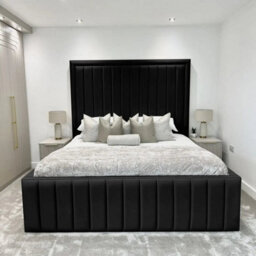 UKBEDFURNITURE Hampton Plush Velvet Upholstered Bed Frame Only - Blackboard - thumbnail 2