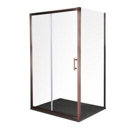 Homestylestore Copper Reversible Wet Room Corner Sliding Door Shower Enclosure With Graphite Slate Effect Tray 1000 X 800mm - thumbnail 1
