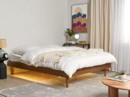 Beliani Bed With Led Toucy 160 X 200 Cm (Eu King Size) Brown Ash Wood - thumbnail 2