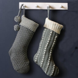 Dibor Set Of 2 Grey Fair Isle Nostalgia Knit Xmas Gift Decoration Christmas Stocking For Kids - thumbnail 1