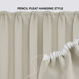 Deconovo Pencil Pleat Curtains Thermal Insulated Curtains Room Darkening Curtains For Bedroom W55 X L63 Inch Light Beige 2 Panels - thumbnail 5