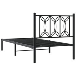 Berkfield Metal Bed Frame Without Mattress With Headboard Black 90X190Cm - thumbnail 6