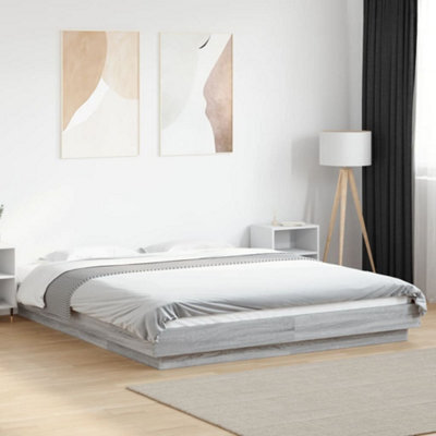 Berkfield Bed Frame With Led Lights Without Mattress Grey Sonoma 160X200Cm - image 1