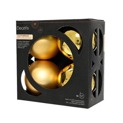Kaemingk Polystyrene Christmas Bauble (Pack Of 4) Golden (One Size)