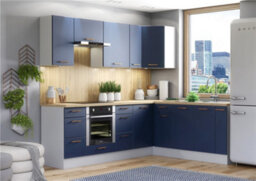 Impact Furniture Corner Kitchen Cabinets Set 12 Units Diy Fitted Complete Package Dark Navy Blue Cupboards Nora