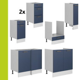 Impact Furniture Corner Kitchen Cabinets Set 12 Units Diy Fitted Complete Package Dark Navy Blue Cupboards Nora - thumbnail 5