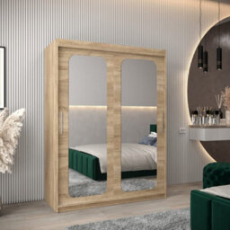 Arte Uppsala T3 Sliding Door Wardrobe 150Cm In Oak Sonoma - Timeless Mirrored Wardrobe For Effortless Organisation - thumbnail 1