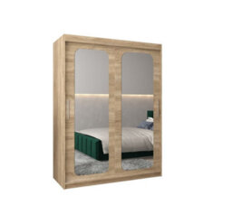 Arte Uppsala T3 Sliding Door Wardrobe 150Cm In Oak Sonoma - Timeless Mirrored Wardrobe For Effortless Organisation - thumbnail 2