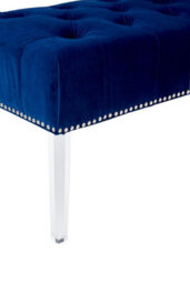 Orsina Blue Velvet Tufted Bench, Modern Upholstered Bedroom Bench With Clear Acrylic Legs, Entryway Bench - thumbnail 2