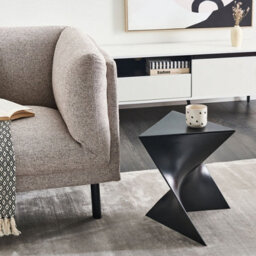 Wyld And Coco Novacasa Triangular Black Side Table - Compact Accent End Table For Living Room, Bedroom Or Hallway - thumbnail 2