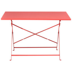 Wyld And Coco Red Steel Garden Dining Set - Rectangular Folding Table And 4 Chairs, Ready Assembled - thumbnail 1