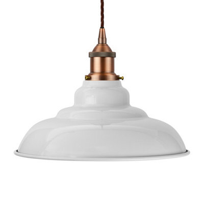 Pale Grey St Edmund's Painted Dome Pendant Light With Matt Antique Copper Lamp Holder And Brown Twisted Cable - Se Home - image 1