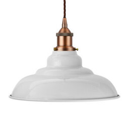 Pale Grey St Edmund's Painted Dome Pendant Light With Matt Antique Copper Lamp Holder And Brown Twisted Cable - Se Home - thumbnail 1