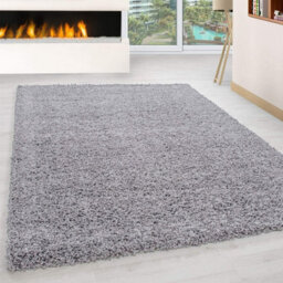 Wadan 160X230Cm Silver Shaggy Rug - Rectangular Soft Touch Thick Pile Modern Area Rug - Rugs For Living & Bedroom Non Shedding - thumbnail 1