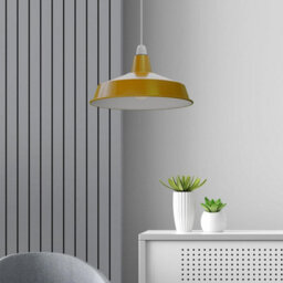 Yellow Metal Lamp Shade Modern Pluto Ceiling Pendant Light Shade For Living Room, Bedroom & Kitchen  Easy Fit, 40Cm - thumbnail 2