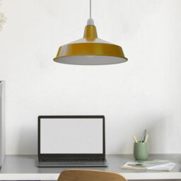 Yellow Metal Lamp Shade Modern Pluto Ceiling Pendant Light Shade For Living Room, Bedroom & Kitchen  Easy Fit, 40Cm - thumbnail 7