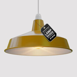 Yellow Metal Lamp Shade Modern Pluto Ceiling Pendant Light Shade For Living Room, Bedroom & Kitchen  Easy Fit, 40Cm - thumbnail 1