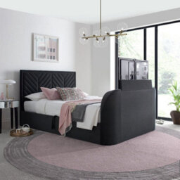 Sherlock Grey Velvet Ottoman Electric Tv Bed Frame - 4Ft6 Double