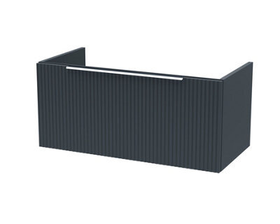 Hudson Reed Fluted 800mm Wall Hung Single Drawer Unit-Soft Black - image 1
