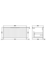 Hudson Reed Fluted 800mm Wall Hung Single Drawer Unit-Soft Black - thumbnail 2