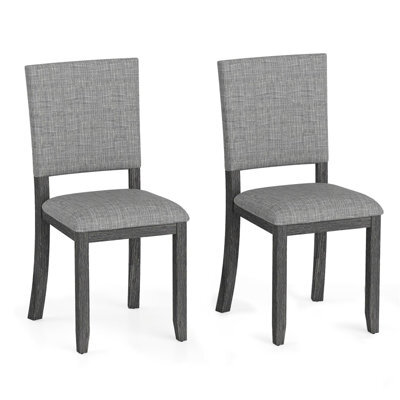 Costway Upholstered Dining Chairs Set Of 2 Armless Kitchen Chairs-Grey - image 1