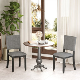 Costway Upholstered Dining Chairs Set Of 2 Armless Kitchen Chairs-Grey - thumbnail 6