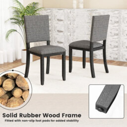 Costway Upholstered Dining Chairs Set Of 2 Armless Kitchen Chairs-Grey - thumbnail 4