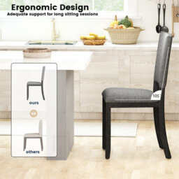Costway Upholstered Dining Chairs Set Of 2 Armless Kitchen Chairs-Grey - thumbnail 5