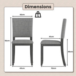 Costway Upholstered Dining Chairs Set Of 2 Armless Kitchen Chairs-Grey - thumbnail 2