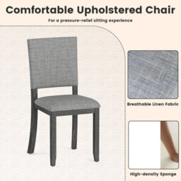 Costway Upholstered Dining Chairs Set Of 2 Armless Kitchen Chairs-Grey - thumbnail 3