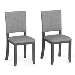 Costway Upholstered Dining Chairs Set Of 2 Armless Kitchen Chairs-Grey - thumbnail 1