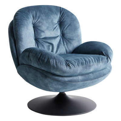 Beliani Swivel Armchair Nolvik Velvet Dark Blue - image 1