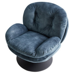 Beliani Swivel Armchair Nolvik Velvet Dark Blue - thumbnail 6