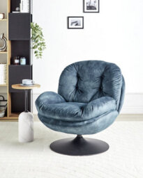 Beliani Swivel Armchair Nolvik Velvet Dark Blue - thumbnail 2
