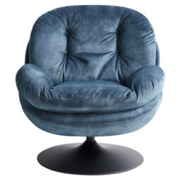 Beliani Swivel Armchair Nolvik Velvet Dark Blue - thumbnail 4
