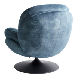Beliani Swivel Armchair Nolvik Velvet Dark Blue - thumbnail 5