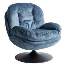 Beliani Swivel Armchair Nolvik Velvet Dark Blue