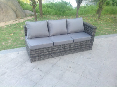 Fimous Three Seater Single Arm Rest Rattan Lounge Sofa Outdoor Garden Furniture With Seat And Back Cushion - image 1