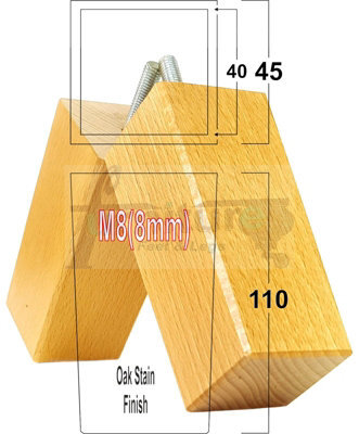 L&F 4X Replacement Furniture Legs Solid Wood 110mm High Sofas Chairs Settee Cabinets Legs M8 Tsp2055 - image 1