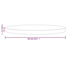 Berkfield Table Top Round White Size 60X3 Cm Solid Wood Pine - thumbnail 7