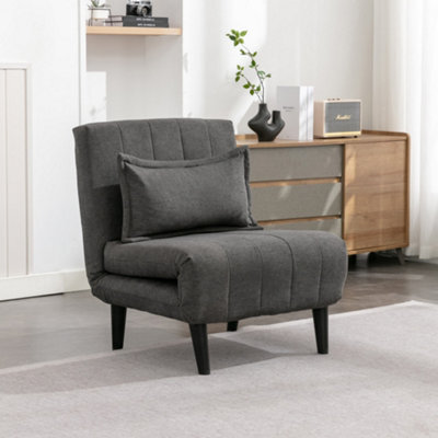More4Homes Harper 1 Seater Folding Clic Clac Fabric Living Room Lounge Futon Sofa Bed Charcoal - image 1