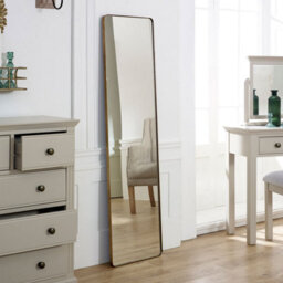 Melody Maison Tall Brushed Gold Thin Framed Wall Mirror / Leaner Mirror 42Cm X 156Cm