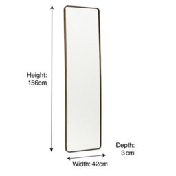 Melody Maison Tall Brushed Gold Thin Framed Wall Mirror / Leaner Mirror 42Cm X 156Cm - thumbnail 7