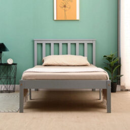 Single Bed Pine Frame 3Ft Wooden Shaker Style Bedroom Furniture - Grey - thumbnail 5