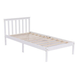 Single Bed Pine Frame 3Ft Wooden Shaker Style Bedroom Furniture - Grey - thumbnail 1