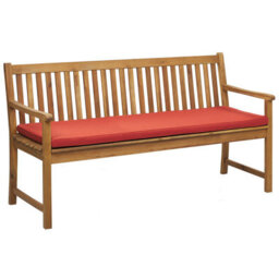 Beliani Garden Bench With Cushion Vivara 160 Cm Certified Acacia Wood Light Ash Wood Dark Red - thumbnail 4