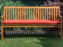 Beliani Garden Bench With Cushion Vivara 160 Cm Certified Acacia Wood Light Ash Wood Dark Red - thumbnail 2