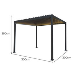 MonsterShop Metal Pergola W/ Led Lights 3M X 4M Anthracite Grey Adjustable Canopy - thumbnail 2